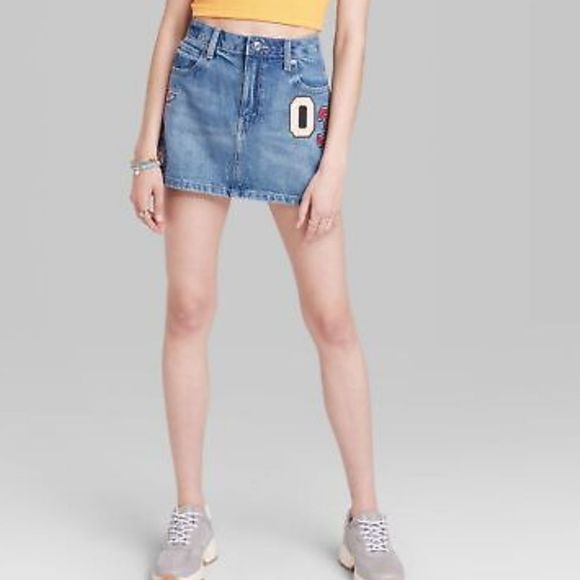 Wild Fable Womens Jeans Mini Skirt Butterfly, 03, "Out of this world", NWT Sz.0 - Picture 2 of 14